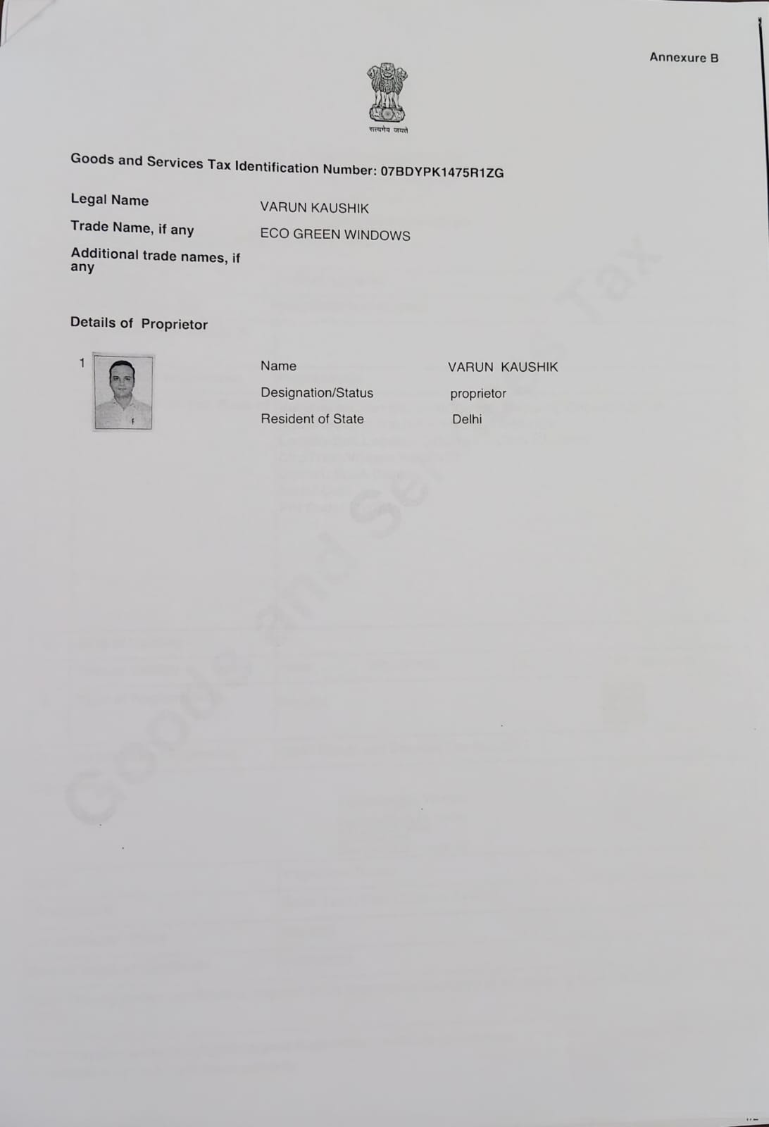 GST Certificate